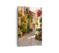 Impression sur Toile 80x120cm Tableaux Image Photo fleur rue maison Decoration