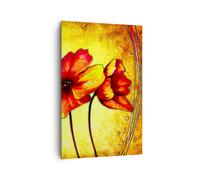 Impression sur Toile 80x120cm Tableaux Image Photo Fleurs panneaux tige lignes