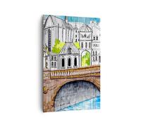 Impression sur Toile 80x120cm Tableaux Image Photo France pont dessin Decoration