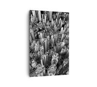 Impression sur Toile 80x120cm Tableaux Image Photo Gratte Ciels Avec Montagnes