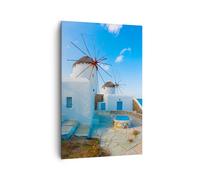 Impression sur Toile 80x120cm Tableaux Image Photo Grèce île côte maison