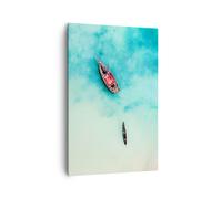 Impression sur Toile 80x120cm Tableaux Image Photo Île bateau bateau océan