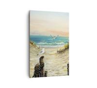Impression sur Toile 80x120cm Tableaux Image Photo Impressionnisme Mouettes Côte