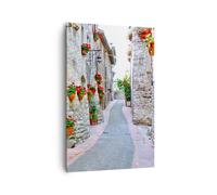 Impression sur Toile 80x120cm Tableaux Image Photo Italie rue fleurs histoire
