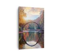 Impression sur Toile 80x120cm Tableaux Image Photo Jardin Rhododendrons Pont