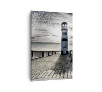 ARTTOR Tableau Décoratif sur Toile 80x120 cm Paysages Maritime - 0330 | Lac Phare Bois Impression sur Toile Grand Décoration Murale Art Mural Toile Imprimée Chambre Cuisine Salon ARTTOR