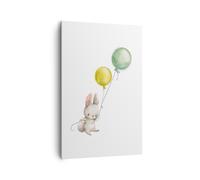 Impression sur Toile 80x120cm Tableaux Image Photo Lapin Ballons Pour Enfants