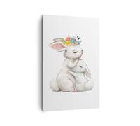 Impression sur Toile 80x120cm Tableaux Image Photo Lapin Lièvre Enfants