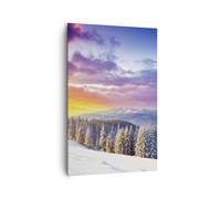 Impression sur Toile 80x120cm Tableaux Image Photo montagnes neige hiver