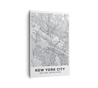 Impression sur Toile 80x120cm Tableaux Image Photo New York Carte Art Decoration