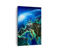 Impression sur Toile 80x120cm Tableaux Image Photo Nuit espace monde vue