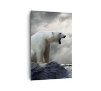 Impression sur Toile 80x120cm Tableaux Image Photo Ours animaux eau glace