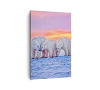 Impression sur Toile 80x120cm Tableaux Image Photo Ours Hiver Neige famille