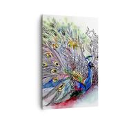Impression sur Toile 80x120cm Tableaux Image Photo paon plume couleur Decoration