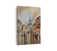 Impression sur Toile 80x120cm Tableaux Image Photo Paris tour rue Art Decoration