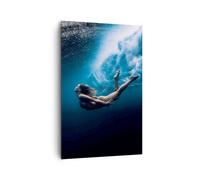 Impression sur Toile 80x120cm Tableaux Image Photo Plongée Femme Vagues