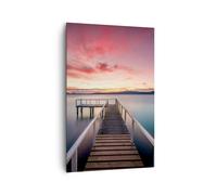 Impression sur Toile 80x120cm Tableaux Image Photo Pont Rose Ciel Art Decoration