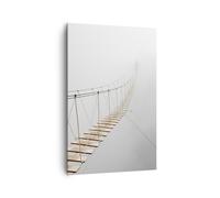 Impression sur Toile 80x120cm Tableaux Image Photo Pont Suspendu Brouillard