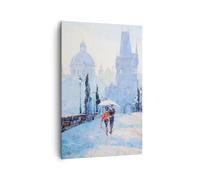 Impression sur Toile 80x120cm Tableaux Image Photo pont ville prague Decoration