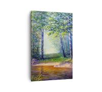 Impression sur Toile 80x120cm Tableaux Image Photo prairie eau arbre Decoration