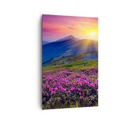 Impression sur Toile 80x120cm Tableaux Image Photo Prairie Montagnes paysage