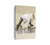 Impression sur Toile 80x120cm Tableaux Image Photo riz asie champ eau Decoration