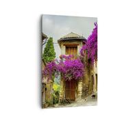 Impression sur Toile 80x120cm Tableaux Image Photo rue été fleurs Art Decoration