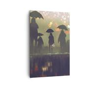 Impression sur Toile 80x120cm Tableaux Image Photo rue pluie eau Art Decoration