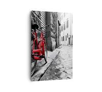 Impression sur Toile 80x120cm Tableaux Image Photo Rue Vélo Rue pavée bâtiment