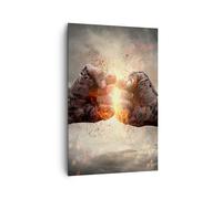 Impression sur Toile 80x120cm Tableaux Image Photo Symbole poing combat
