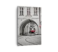 Impression sur Toile 80x120cm Tableaux Image Photo Tchèque Tramway Prague