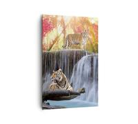 Impression sur Toile 80x120cm Tableaux Image Photo Tigre nature animal paradis