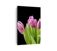 Impression sur Toile 80x120cm Tableaux Image Photo Tulipes bouquet rosée gouttes