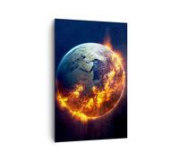 Impression sur Toile 80x120cm Tableaux Image Photo Univers Terre Feu globe
