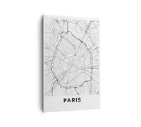 Impression sur Toile 80x120cm Tableaux Image Photo Ville Carte Paris Decoration