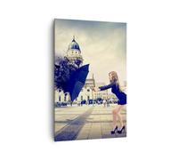 Impression sur Toile 80x120cm Tableaux Image Photo Ville repères carré parapluie
