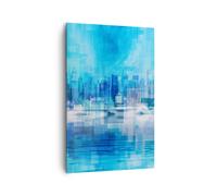 Impression sur Toile 80x120cm Tableaux Image Photo ville vue eau Art Decoration