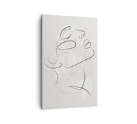 Impression sur Toile 80x120cm Tableaux Image Photo Visage Ligne Esquisse