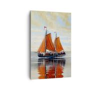 Impression sur Toile 80x120cm Tableaux Image Photo Voiliers Pétrole Orange