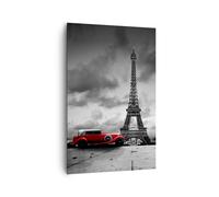 Impression sur Toile 80x120cm Tableaux Image Photo Voiture Eiffle Paris ville
