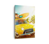 Impression sur Toile 80x120cm Tableaux Image Photo Voiture plage voyage été