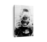 Impression sur Toile 80x120cm Tableaux Image Photographe Noir Et Blanc Double