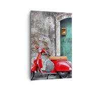 Impression sur Toile 80x120cm Tableaux Image Scooter transport italie rétro
