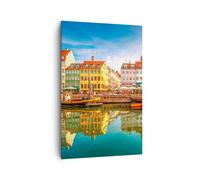 Impression sur Toile 80x120cm Tableaux Image Voiliers Eau Architecture Port