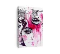 Impression sur Toile 80x120cm Tableaux Les femmes visages yeux illustration