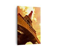 Impression sur Toile 80x120cm Tableaux Tour Eiffel Paris Ville Construction