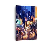 Impression sur Toile 80x120cm Tableaux Voiture personnes restaurant vie nocturne