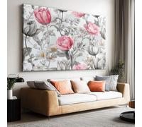 Impression sur Toile 80x60cm, Image sur Toile Affiche Rétro Aquarelle Plantes Fleurs Sauvages Tableau Decoration Murale Salon Chambre Coucher Salle de Bains Toiles Peinture