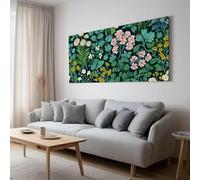 Impression sur Toile 80x60cm, Image sur Toile Affiche William Morris Plantes Fleurs sauvages Vertes Tableau Decoration Murale Salon Chambre Coucher Salle de Bains Toiles Peinture