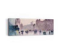 Impression sur Toile 90x30cm Tableaux Aquarelle Ville Monuments Historiques